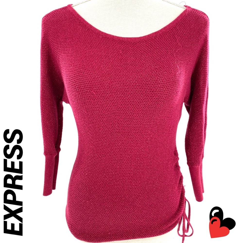 EXPRESS Shimmery red long sleeve top XS